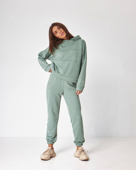 Жіночий спортивний костюм з капюшоном (Розмір S) фісташка №20222159