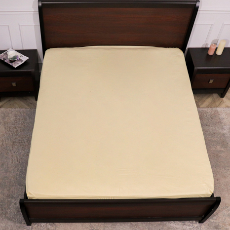 Простынь на резинке (160*200*25) орнамент на желтом №2712