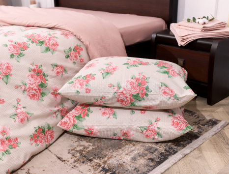 Полуторний набір постільної білизни 150*220 з пресованої жатки №204005АВ Черешенька™
