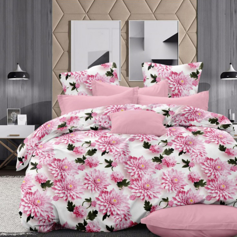 Ткань для постельного белья Бязь "Gold" Lux GL1912pink-white